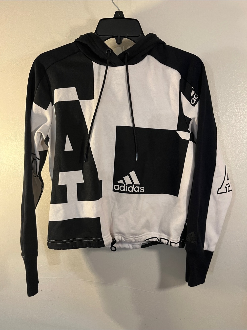 adidas Black and White Graphic Crewneck Sweatshirt